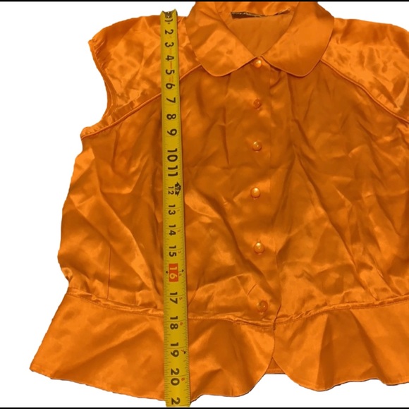 STATE OF MIND TANGERINE ORANGE SILK BLOUSE NEW SIZE SMALL - Picture 10 of 12